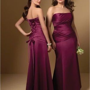 Corset back strapless bridesmaid dress